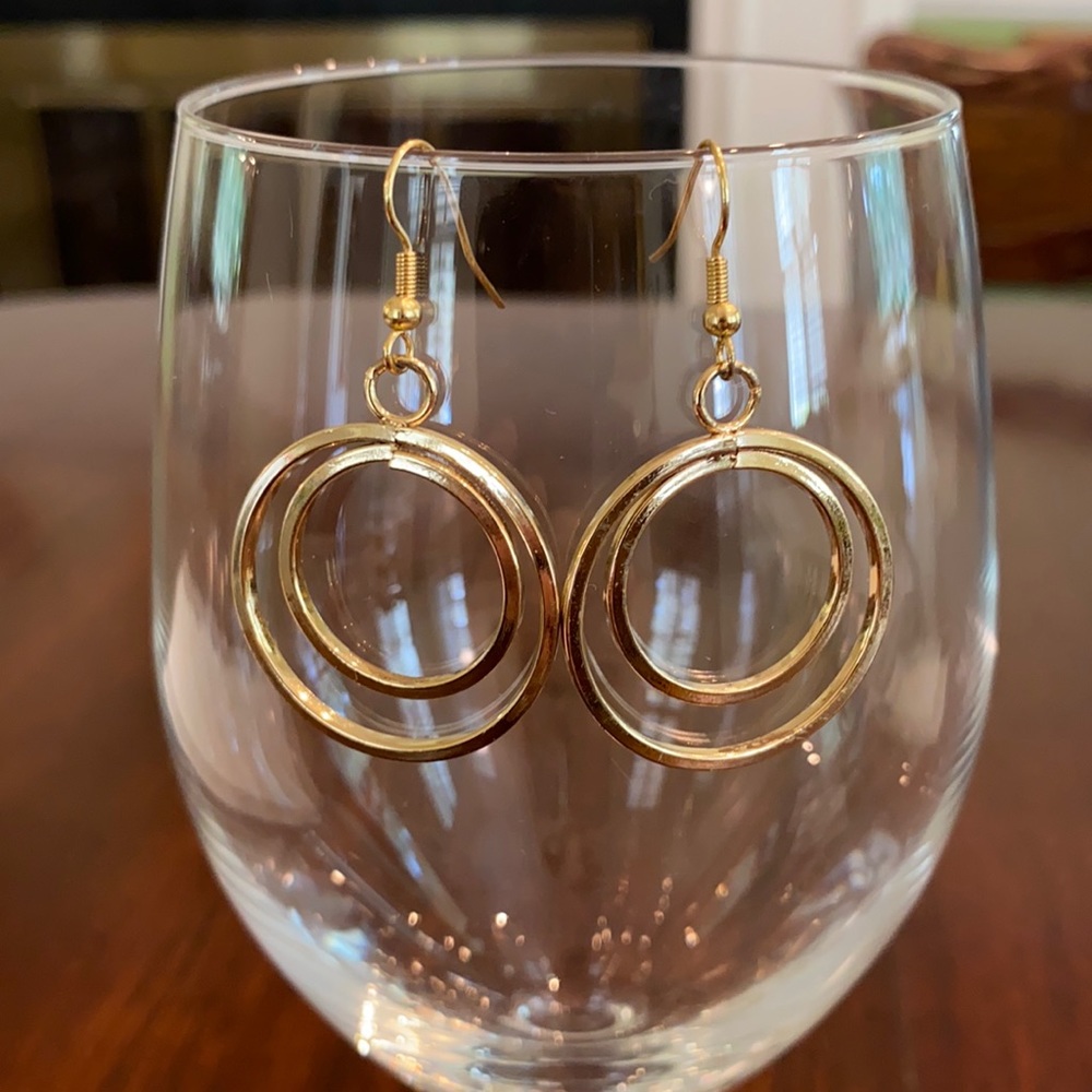 Gold Hoop Earrings Front Facing Statement Seventies Vibe Hippie Mod